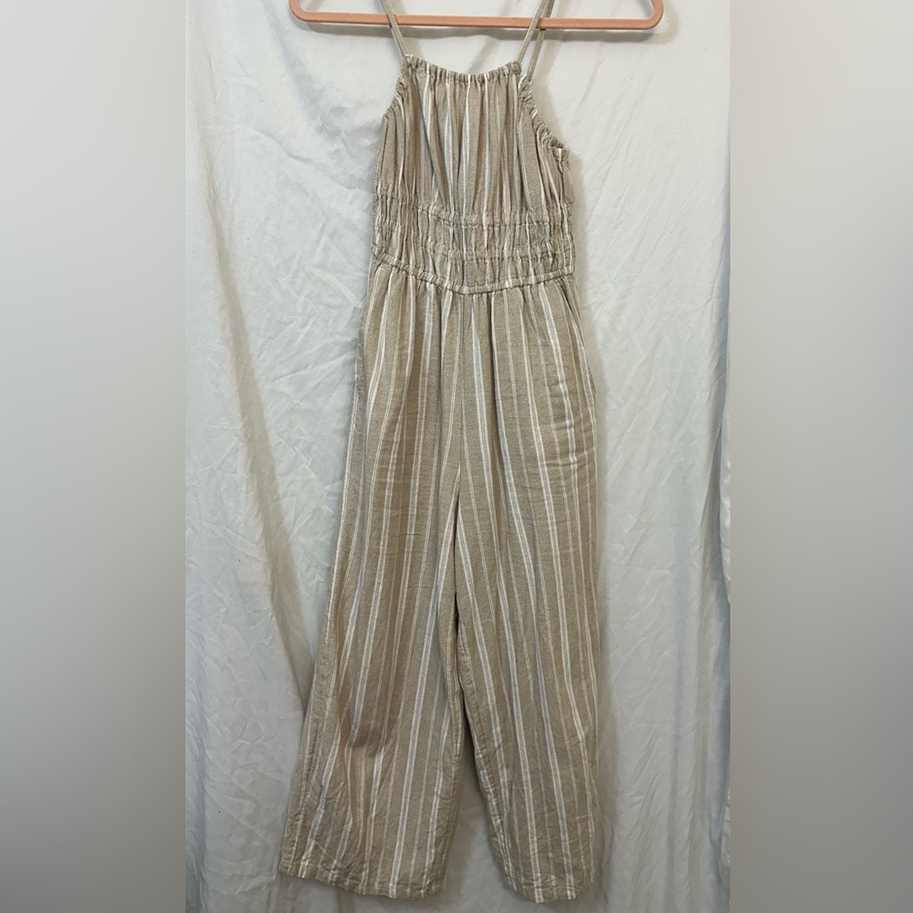 Striped Tan Jumpsuit